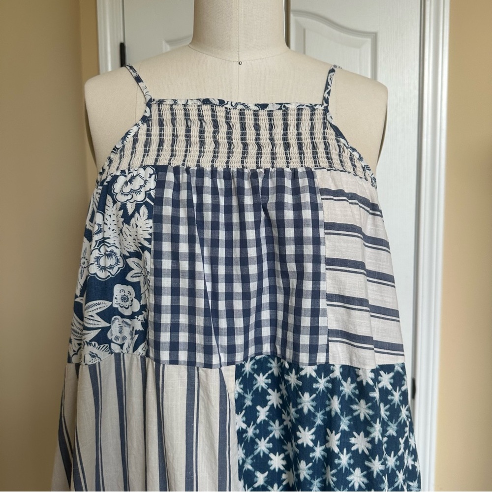Cat & Jack Girl's Sleeveless Blue and White Patchwork Dress Size 14/16 XL - Picture 2 of 9
